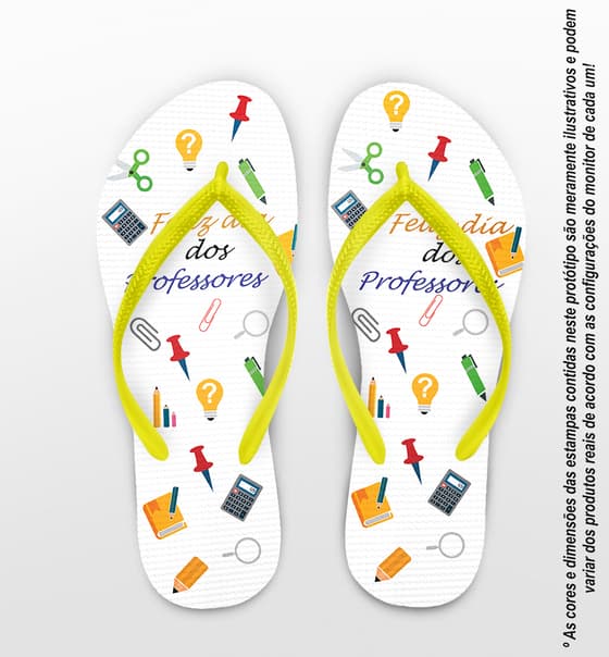 Chinelo Personalizado Dia dos Professores com Materiais Escolar COD 6231