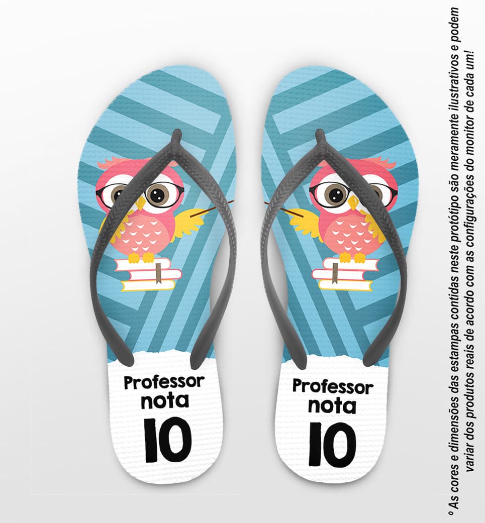 Chinelo Dia do Professor Listrado Corujinha COD 9773