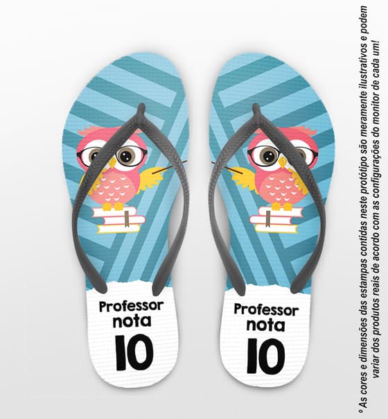 Chinelo Dia do Professor Listrado Corujinha COD 9773