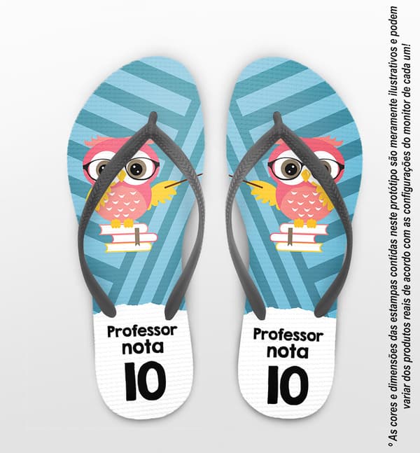 Chinelo Dia do Professor Listrado Corujinha COD 9773