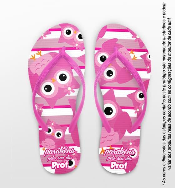 Chinelo Dia dos Professores Personalizado Listrado com Coruja COD 9359