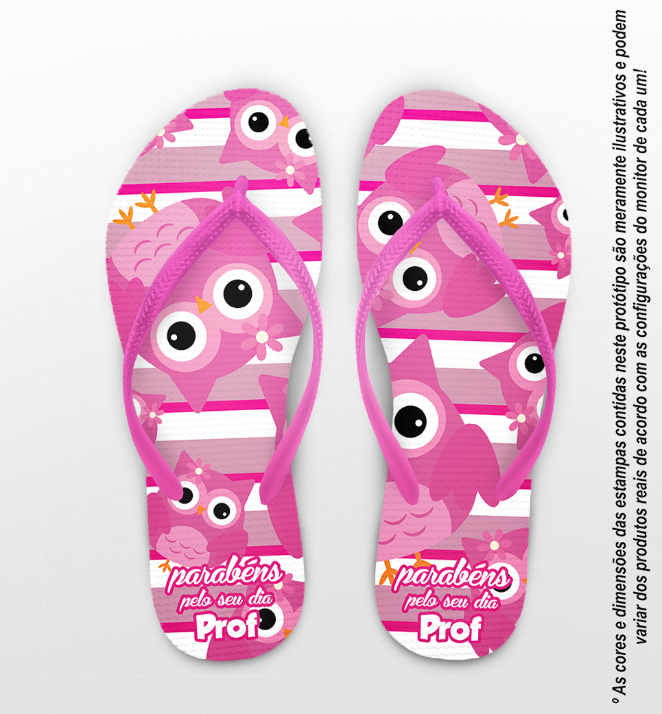 Chinelo Dia dos Professores Personalizado Listrado com Coruja COD 9359