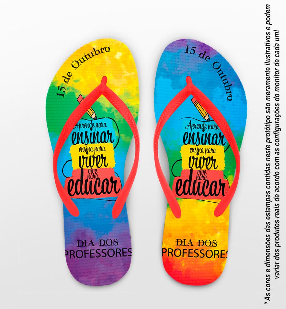 Chinelo Dia Dos Professores Aquarela Personalizado COD 12510