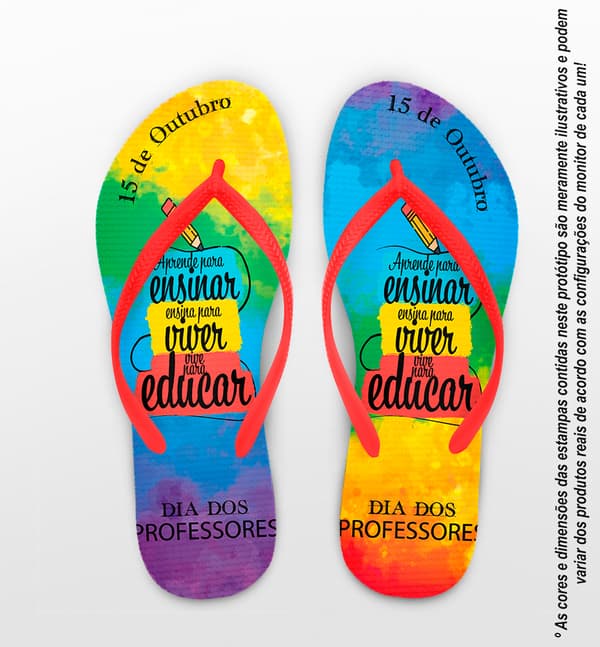 Chinelo Dia Dos Professores Aquarela Personalizado COD 12510
