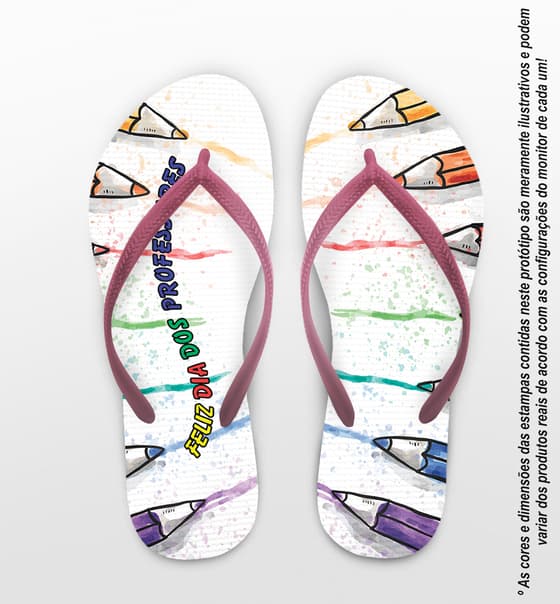 Chinelo Personalizado Dia dos Professores com Lápis de cor COD 6193
