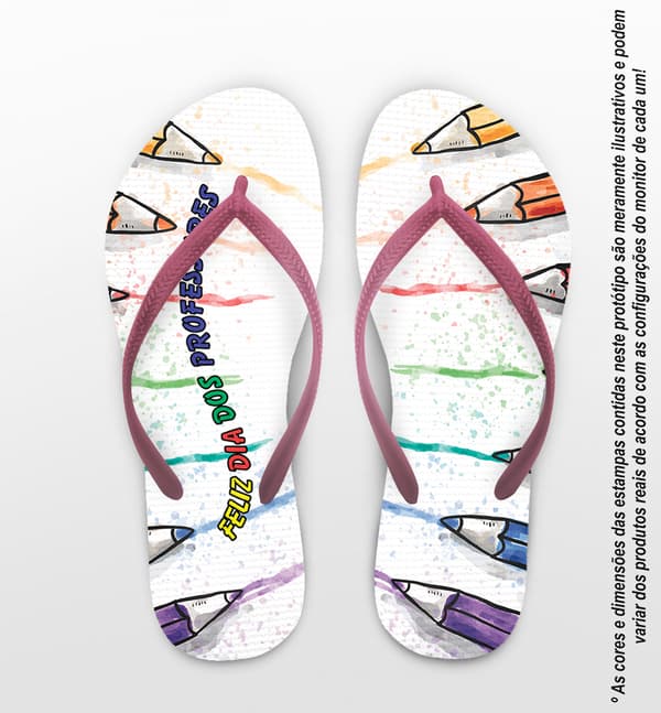 Chinelo Personalizado Dia dos Professores com Lápis de cor COD 6193