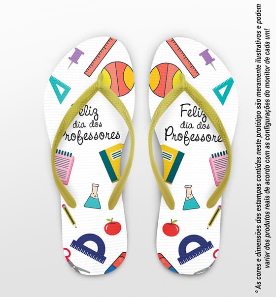 Chinelo Dia dos Professores Fundo Branco com Materiais Escolar COD 6041