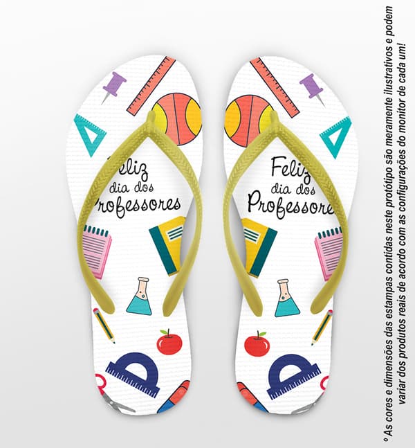 Chinelo Dia dos Professores Fundo Branco com Materiais Escolar COD 6041