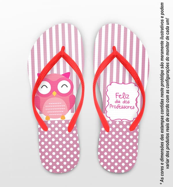 Chinelo Dia dos Professores Personalizado Listrado com Poá COD 9364