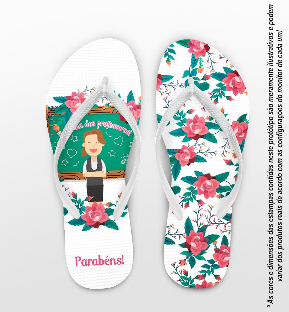 Chinelo Personalizado Dia dos Professores com Rosas COD 6512