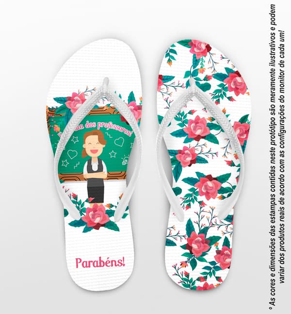 Chinelo Personalizado Dia dos Professores com Rosas COD 6512