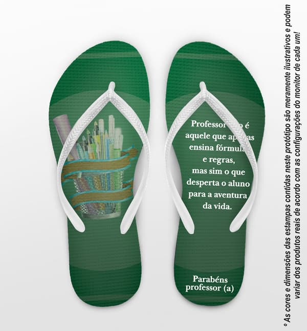 Chinelo Personalizado Dia dos Professores Com Frase COD 6290