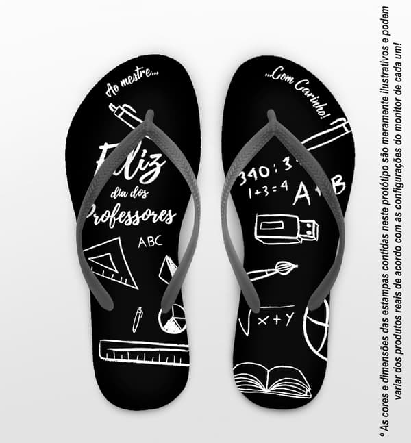 Chinelo Personalizado Dia dos Professores Preto e Branco com Materiais COD 6215