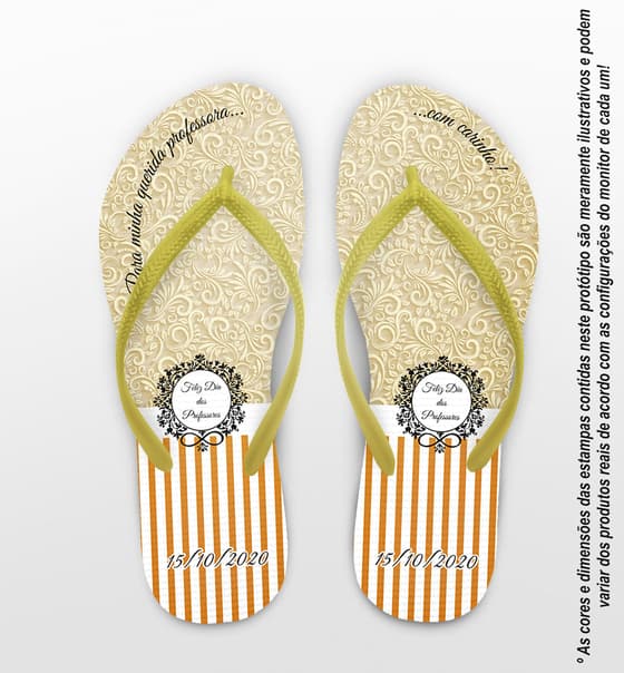 Chinelo Dia dos Professores Listrado com Monograma Personalizado COD 5657
