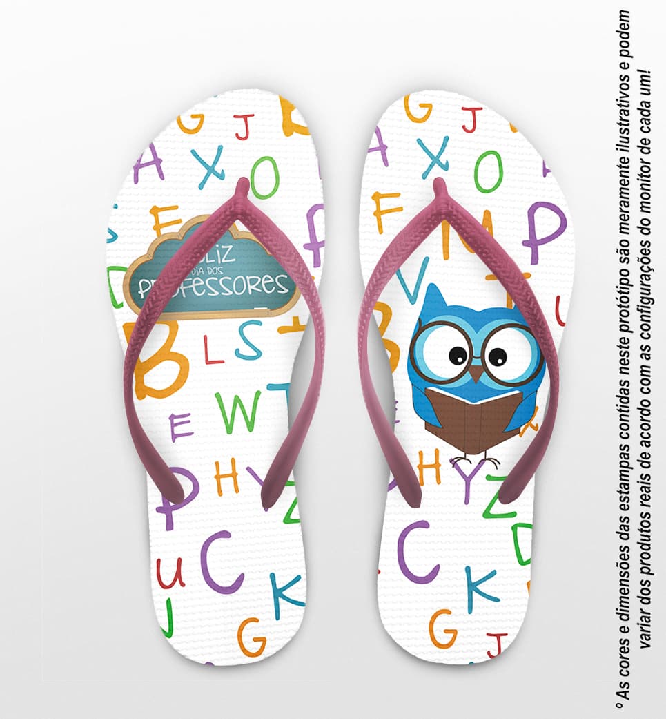 Chinelo Dia do Professor Alfabeto Coruja COD 9777