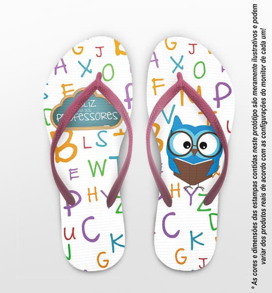 Chinelo Dia do Professor Alfabeto Coruja COD 9777