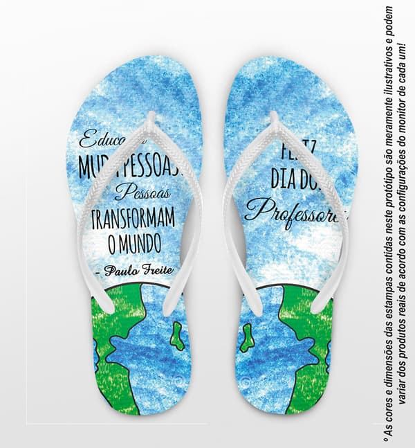 Chinelo Personalizado Dia dos Professores com Planeta Terra COD 9115