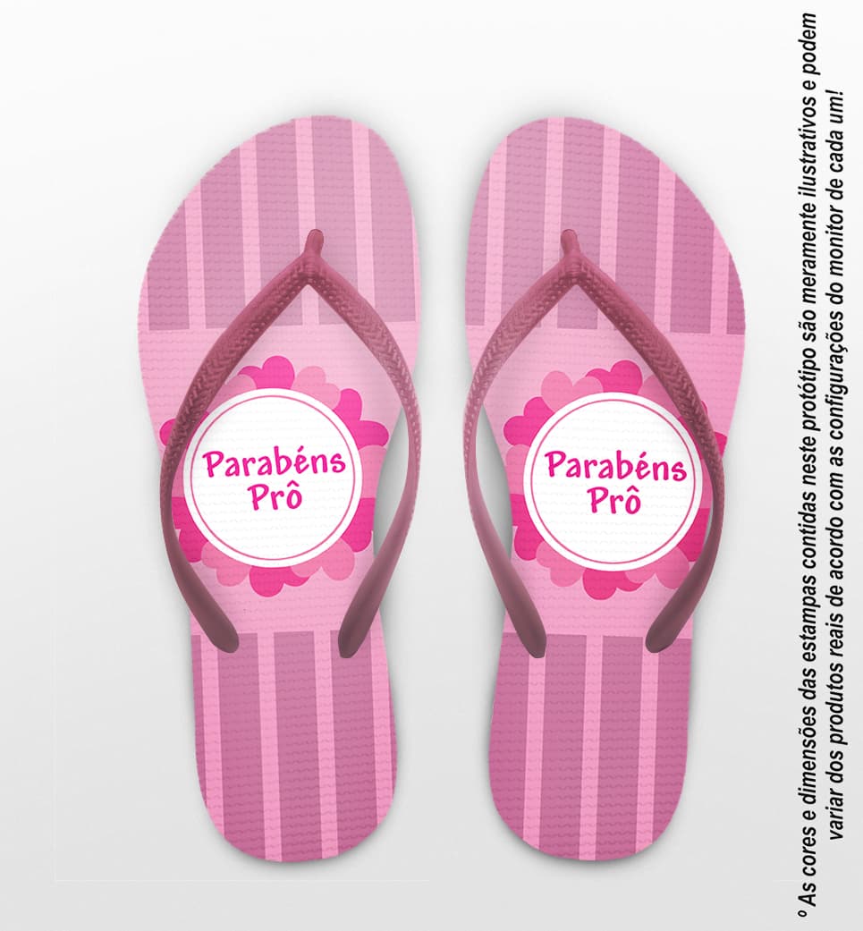 Chinelo Dia dos Professores Personalizado Rosa Listrado COD 9367