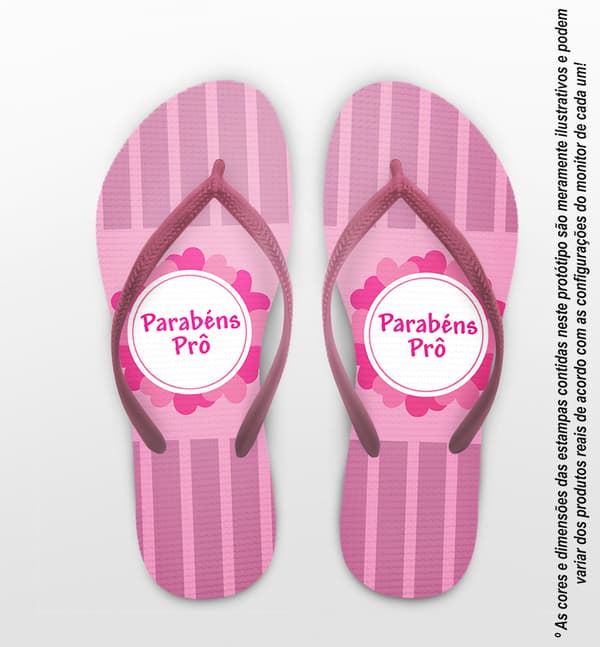 Chinelo Dia dos Professores Personalizado Rosa Listrado COD 9367