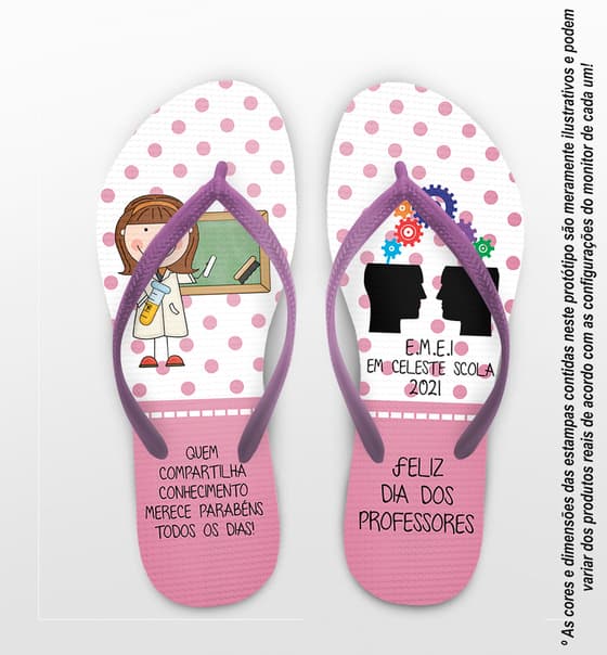 Chinelo Personalizado Dia dos Professores com Poa COD 9116