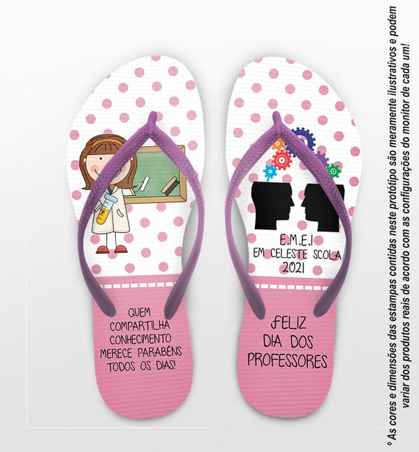 Chinelo Personalizado Dia dos Professores com Poa COD 9116