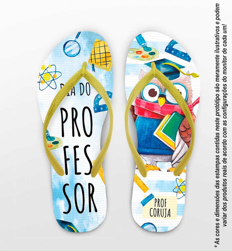 Chinelo Dia Dos Professores Prof Coruja Personalizado COD 12514
