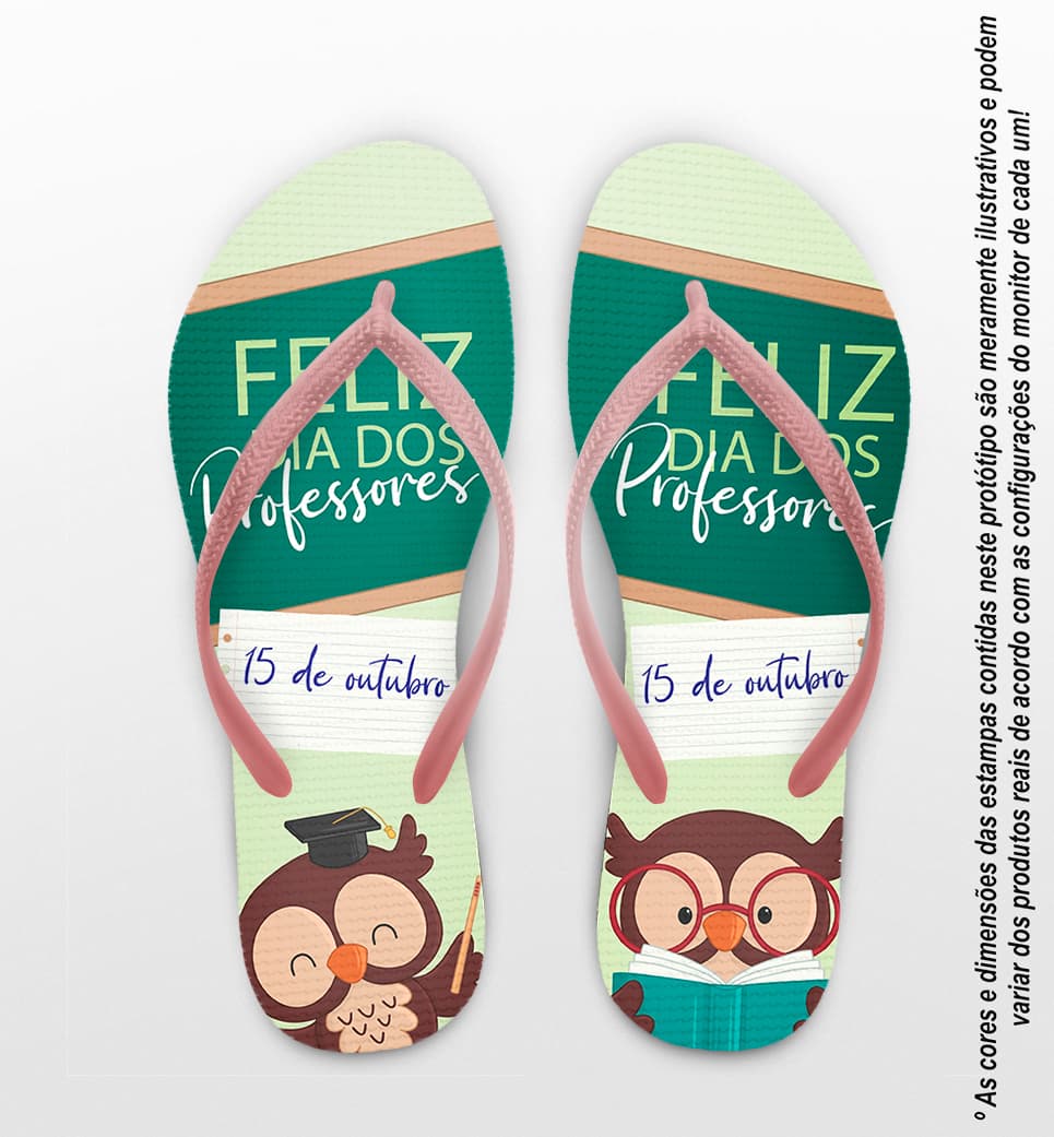 Chinelo Dia Dos Professores Coruja Personalizado COD 12488