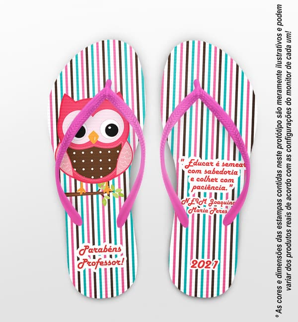 Chinelo Dia dos Professores Coruja Personalizado COD 3169