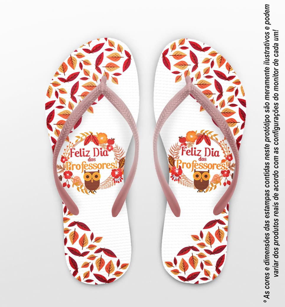 Chinelo Personalizado Dia dos Professores com Folhas COD 6514