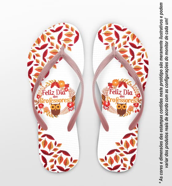 Chinelo Personalizado Dia dos Professores com Folhas COD 6514