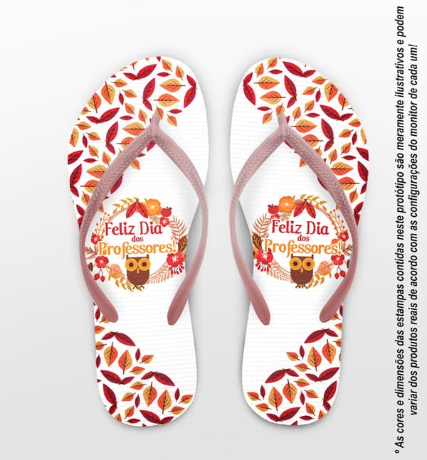 Chinelo Personalizado Dia dos Professores com Folhas COD 6514