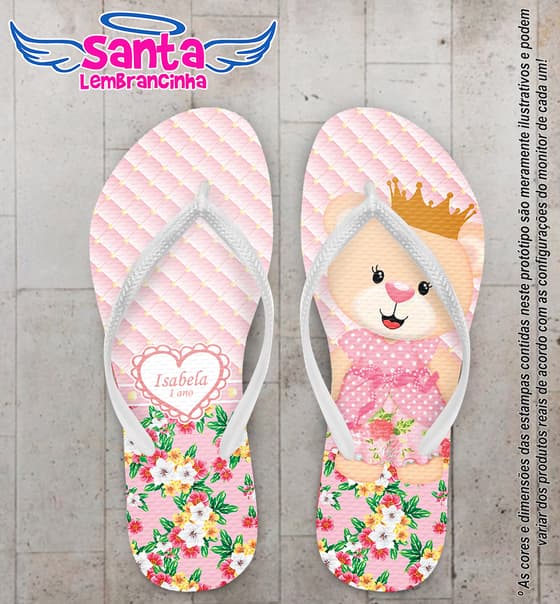 Chinelo Infantil Princesa Ursa Personalizado COD 5590