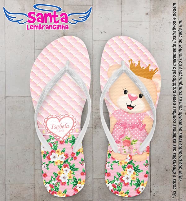 Chinelo Infantil Princesa Ursa Personalizado COD 5590