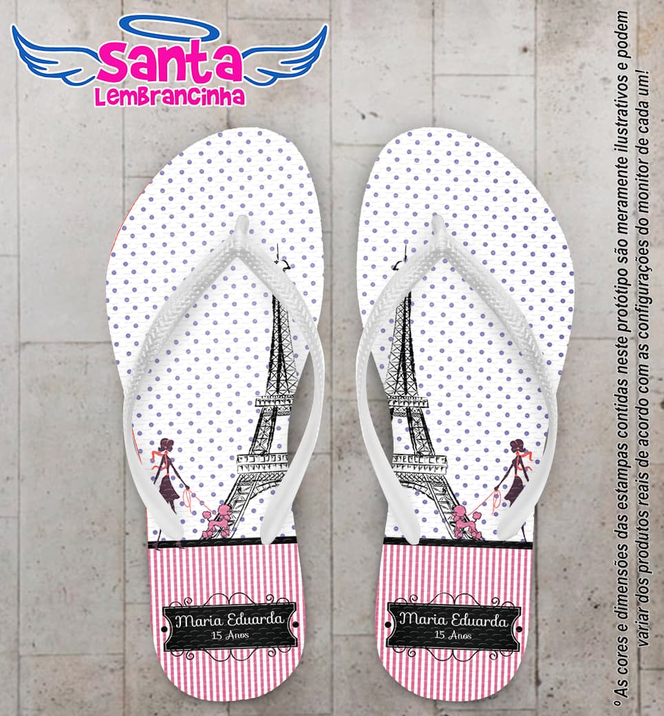 Chinelo 15 anos Paris personalizado - COD 2113