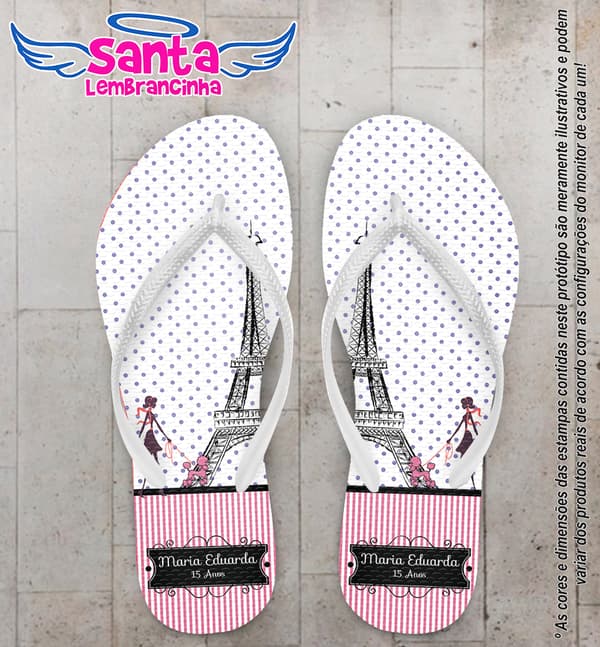 Chinelo 15 anos Paris personalizado - COD 2113