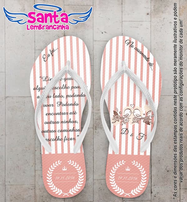 Chinelo Casamento Personalizado, Passarinhos - COD 1728