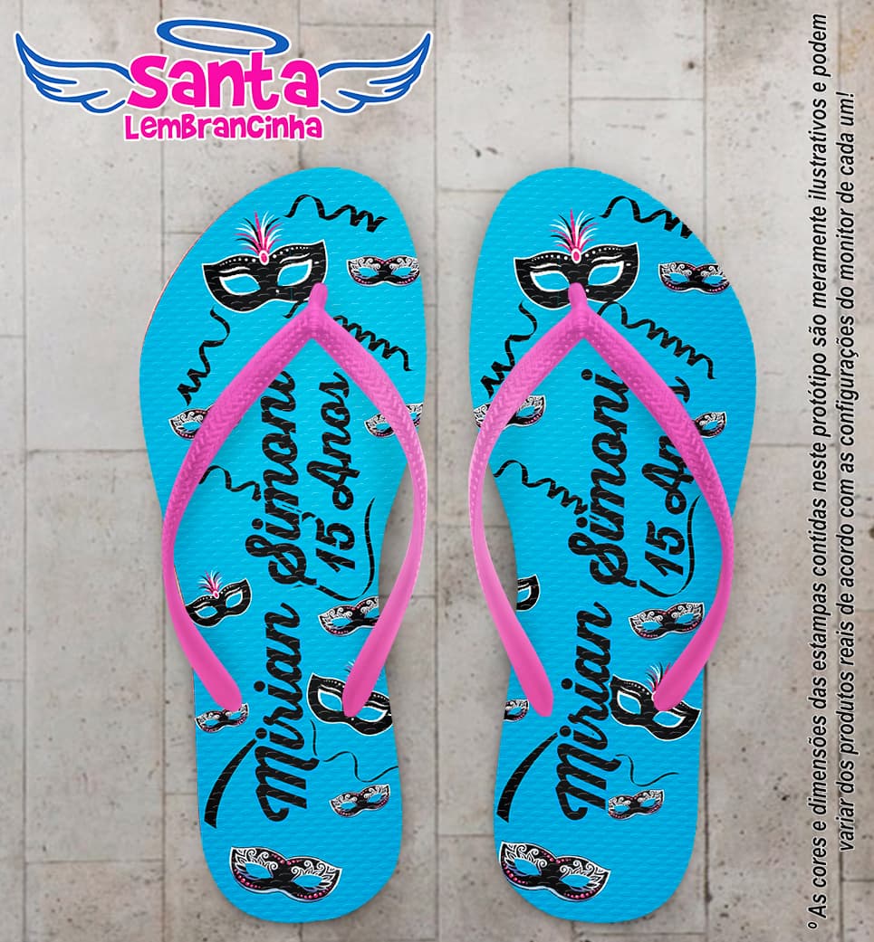Chinelo Personalizado Baile de Máscaras, 15 anos - COD 1748