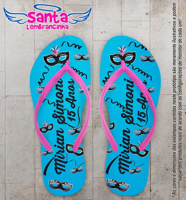 Chinelo Personalizado Baile de Máscaras, 15 anos - COD 1748