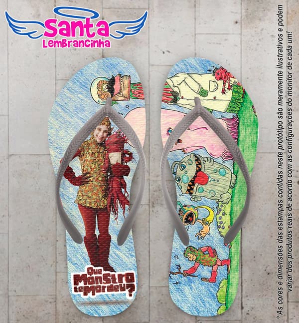 Chinelo Festa Infantil Que Monstro te Mordeu Personalizado - COD 1850