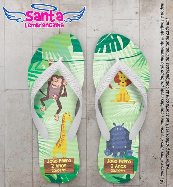 Chinelo Festa Infantil Safari Personalizado - COD 1625