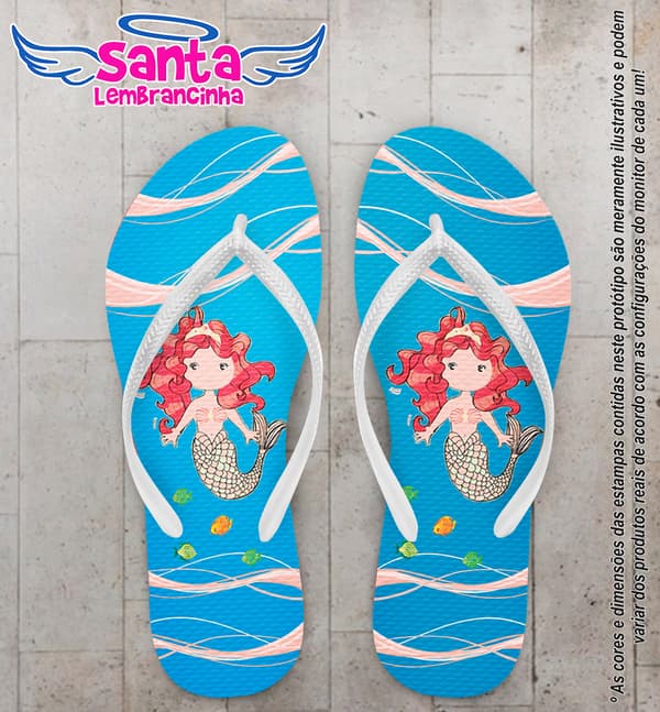 Chinelo Infantil A Pequena Sereia Personalizado - COD 1791