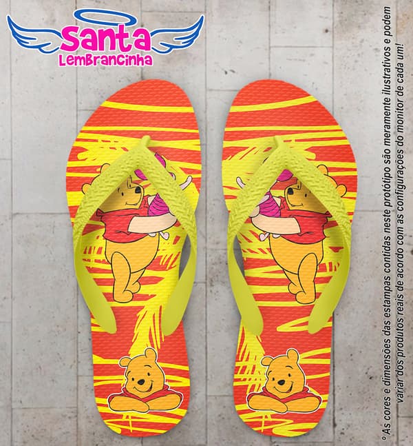 Chinelo Ursinho Pooh e Leitão Personalizado - COD 1108