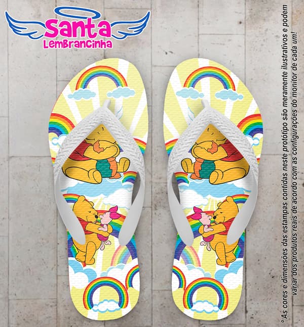 Chinelo Ursinho Pooh e Leitão Personalizado - COD 1109