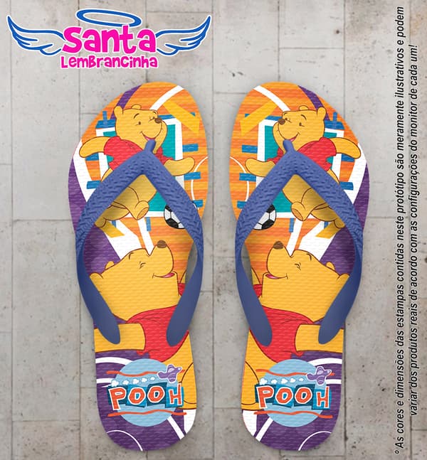 Chinelo Ursinho Pooh Futebol Personalizado - COD 1112