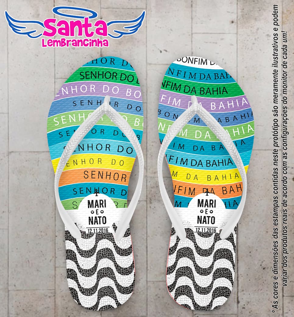 Chinelo Casamento Personalizado, Bahia e Rio de Janeiro, Copacabana - COD 2758