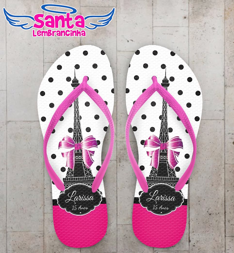 Chinelo 15 anos personalizado, tema Paris - COD 2111