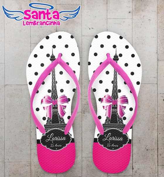 Chinelo 15 anos personalizado, tema Paris - COD 2111
