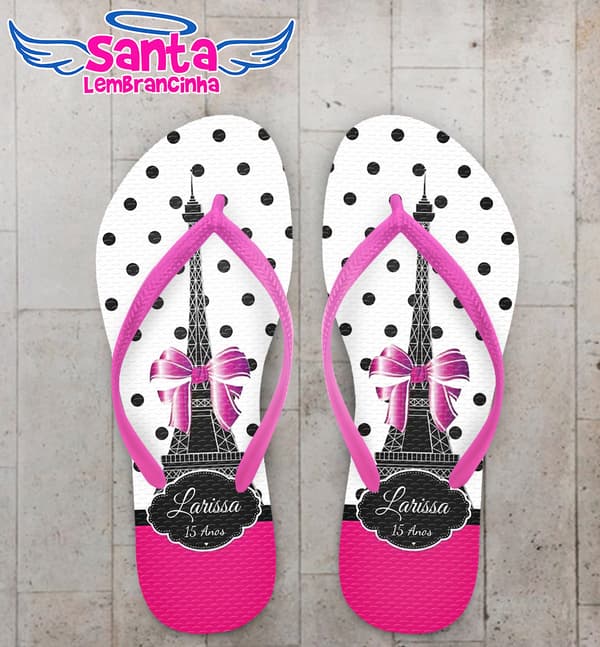 Chinelo 15 anos personalizado, tema Paris - COD 2111