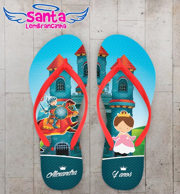Chinelo Castelo Princesa e Príncipe Personalizado - COD 2136