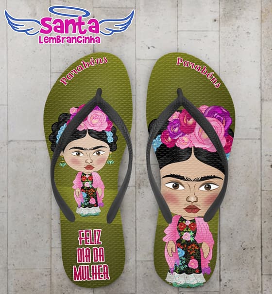 Chinelo Dia da Mulher Personalizado, Frida - COD 2046